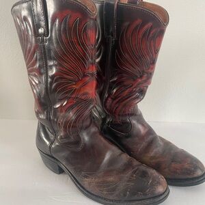 Women’s VTG Cowboy boots.Leather Boots. Iron Age Size 8.5c Red/Brown Phoenix